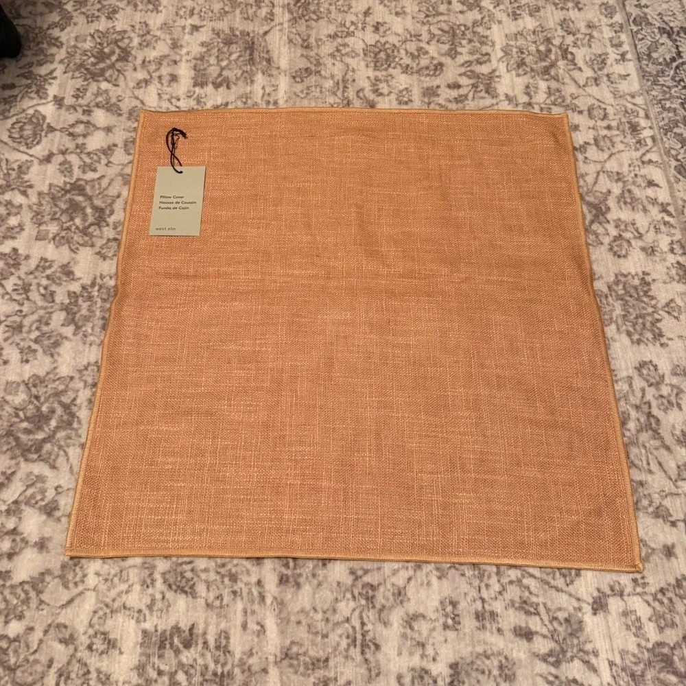 West Elm Belgian Flax Linen Pillow Cover 20x20 Burnt Peach Square 20x20 NWT
